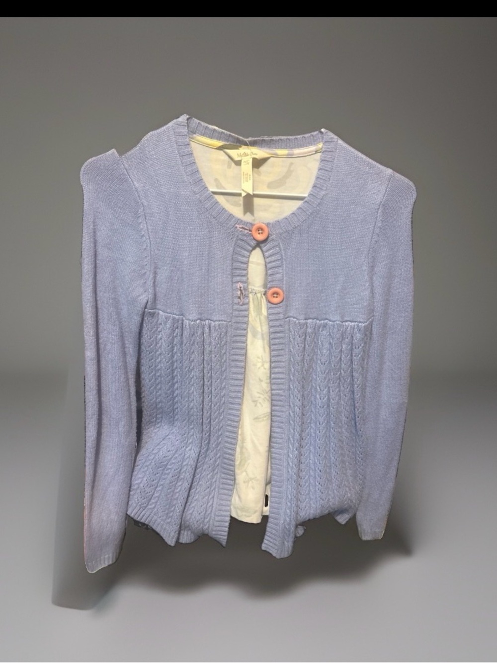 Matilda Jane Lavender Knit Cardigan with Pink Buttons